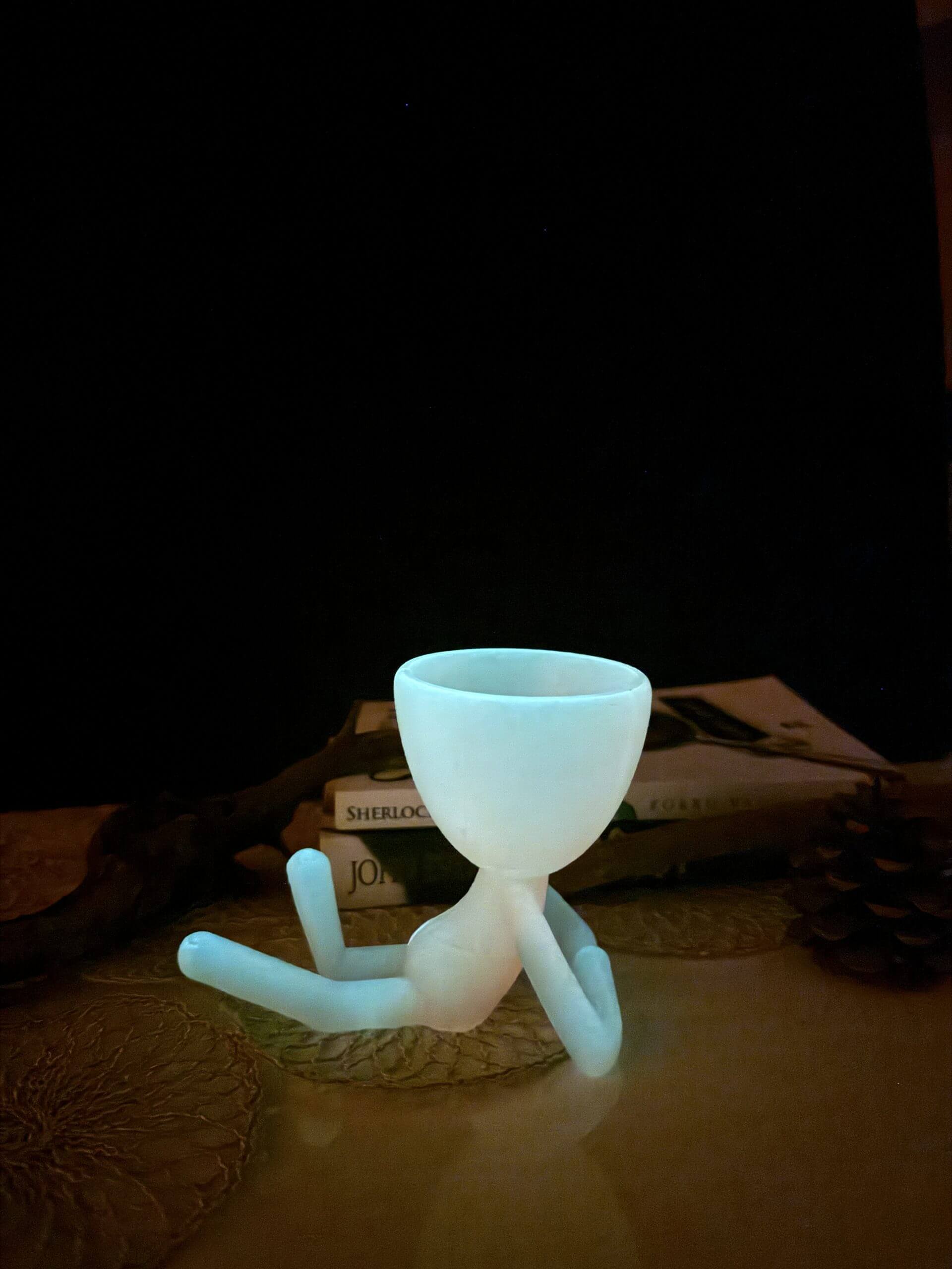 Saksı Kafa / Fosforlu Yatan İnsansı Sukulent Saksı – Biblo Fosforlu Turuncu